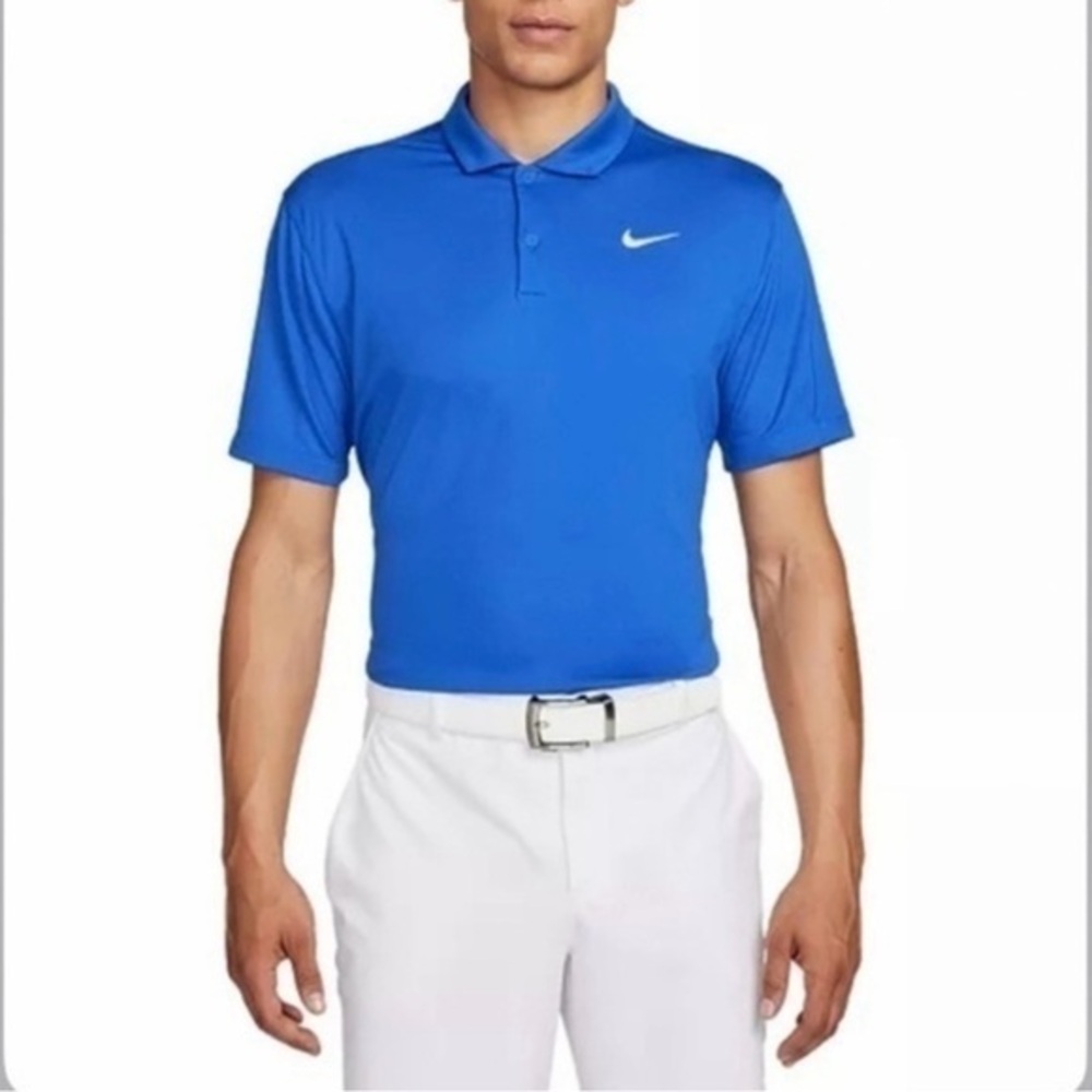 Nike Standard Fit Dri-FIT Core Short Sleeve Golf Polo Shirt in GAME ROYAL/WHITE